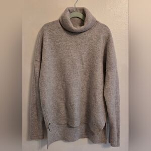 St Tropez West Womens Gray 2 Ply Cashmere Turtleneck High Low Sweater Large